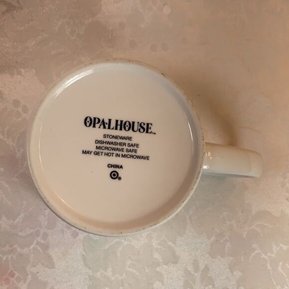 Opalhouse Stoneware Letter A Coffee Tea Cappuccino Mug Pink Lined Flowers Ferns - Picture 4 of 4